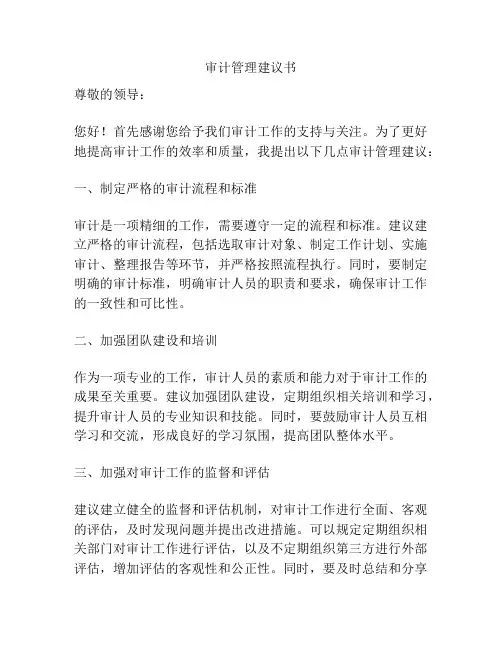 审计管理建议书