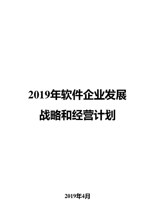 2019年软件企业发展战略和经营计划