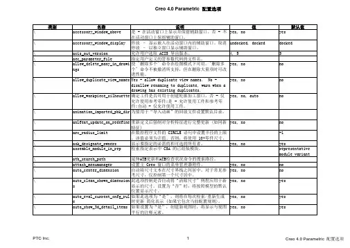 Creo 4.0 Parametric Congfig配置文件选项详细说明