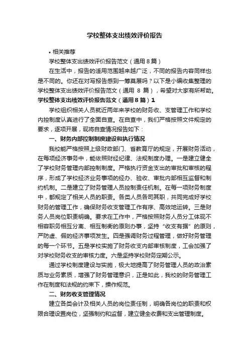学校整体支出绩效评价报告