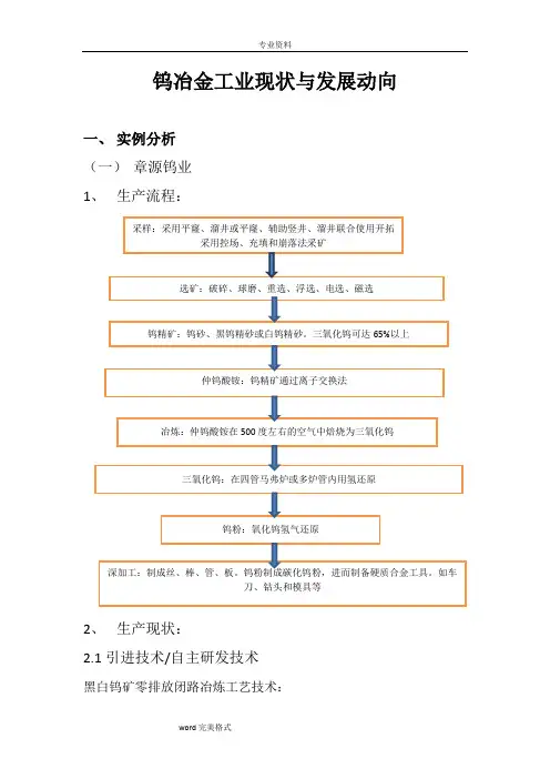 我国钨冶金工业现状与发展动向(中南大学罗铮冶金1304)