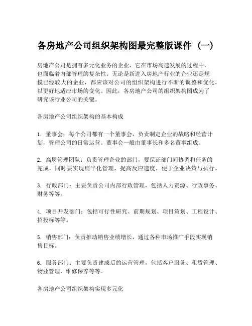 各房地产公司组织架构图最完整版课件 (一)