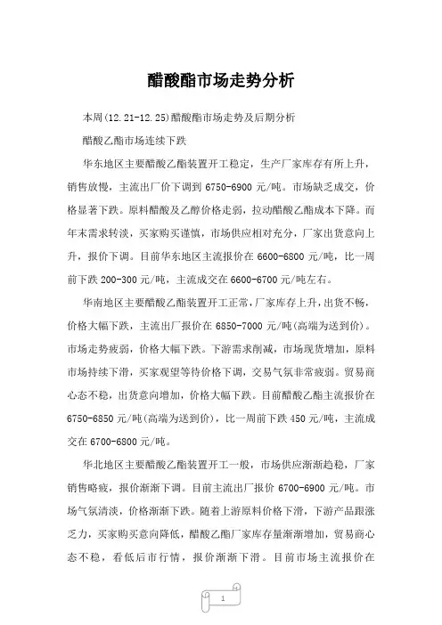 2023年醋酸酯市场走势分析