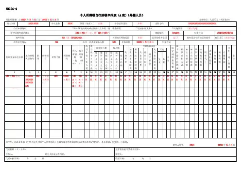 SB156-2《个人所得税自行纳税申报表A表(外籍人员)》(填写样例)