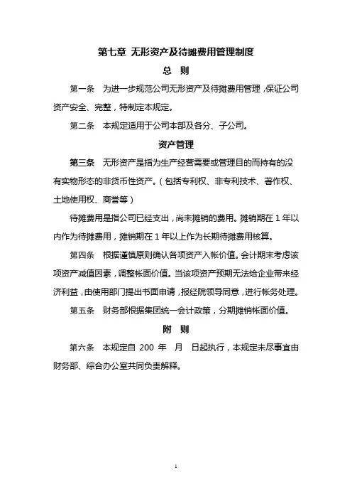 无形资产及待摊费用管理制度