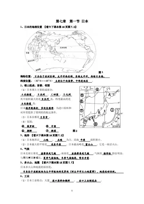 鲁教版初中地理六下知识点整理