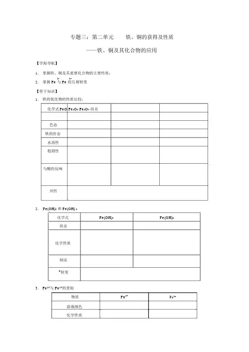 高一化学铁、铜的化合物及性质教学案