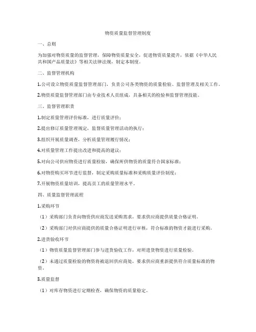 物资质量监督管理制度