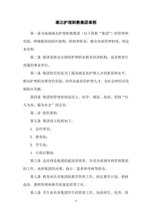 湖北护理职教集团章程