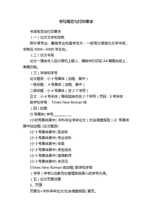 书写规范与打印要求
