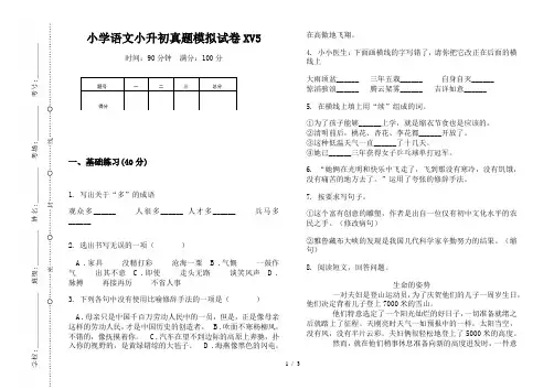 【小学教育】2019最新小学语文小升初(通用版)真题模拟试卷XV5—8K可直接打印