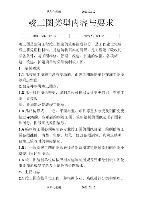 竣工图绘制规范及标准-竣工图图框尺寸标准-竣工图标注规范之欧阳化创编