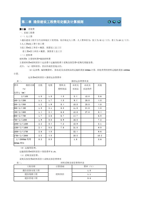 第二章通信建设工程费用定额及计算规则
