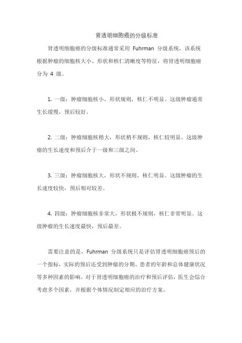 肾透明细胞癌的分级标准