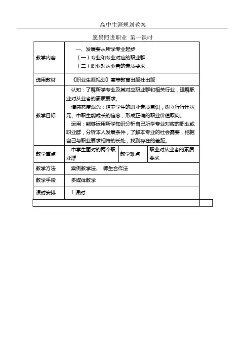 高中生涯规划教案