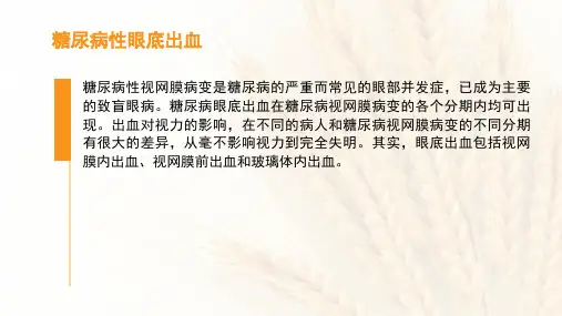 糖尿病眼底出血的护理课件PPT