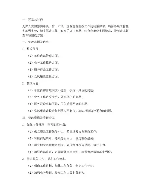 督查专项整改方案