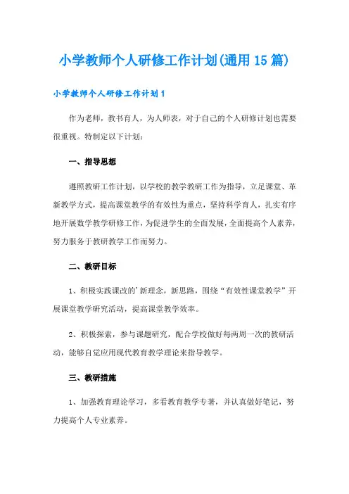 小学教师个人研修工作计划(通用15篇)