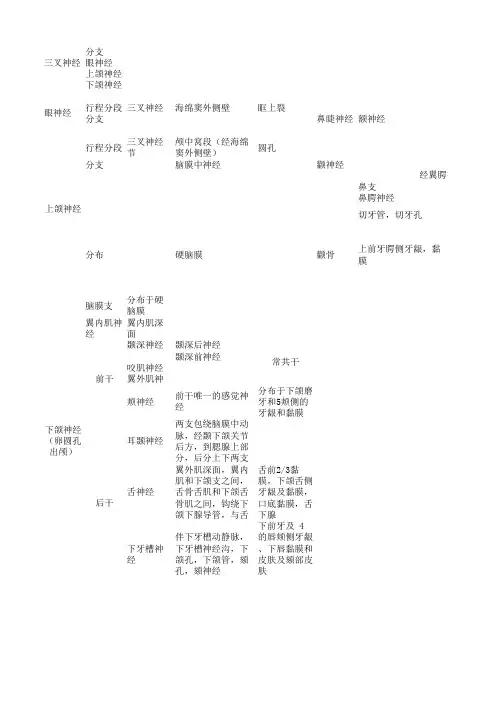 口腔解剖生理学知识骨架复习总结