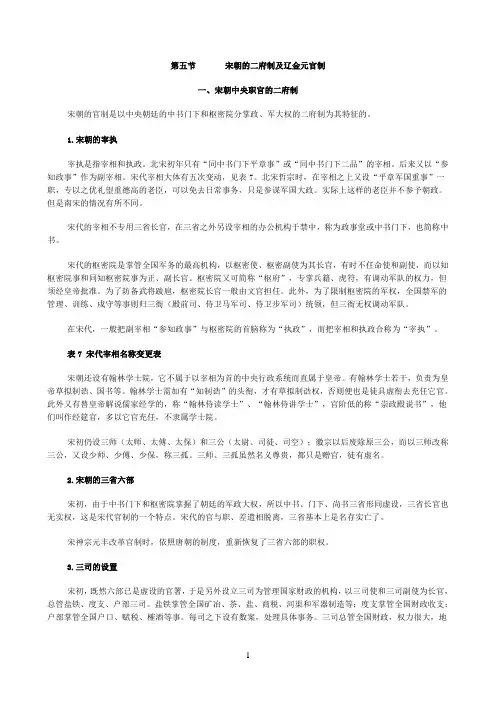 宋朝官制