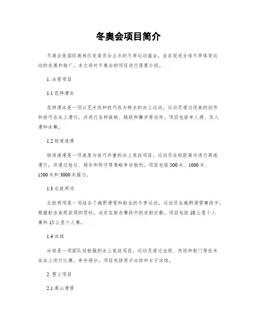 冬奥会项目简介