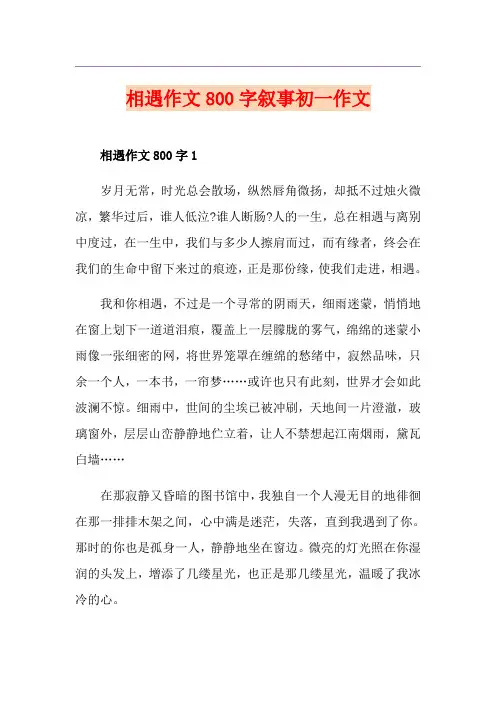 相遇作文800字叙事初一作文