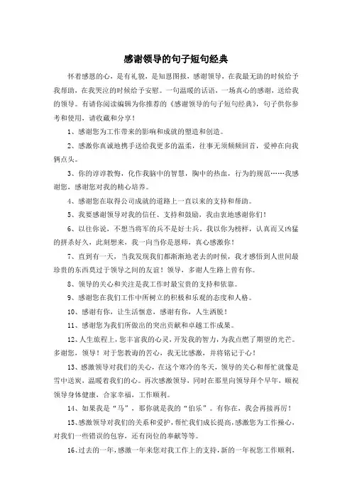感谢领导的句子短句经典