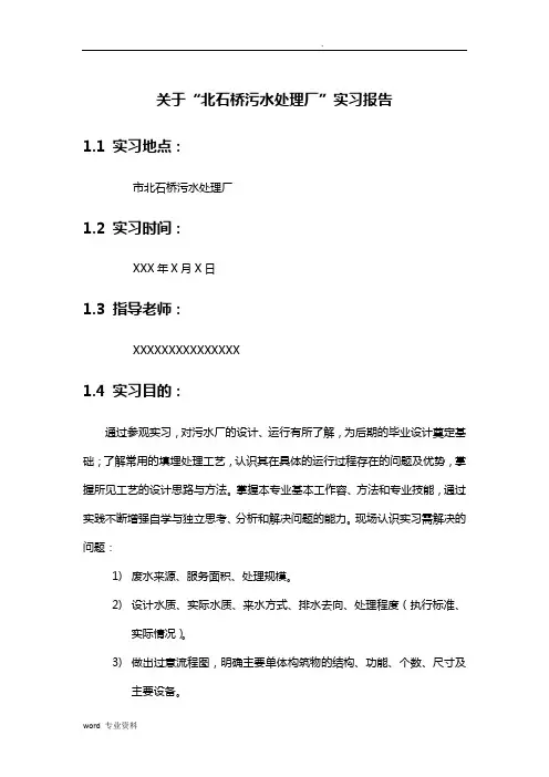 北石桥污水厂报告(完整版)