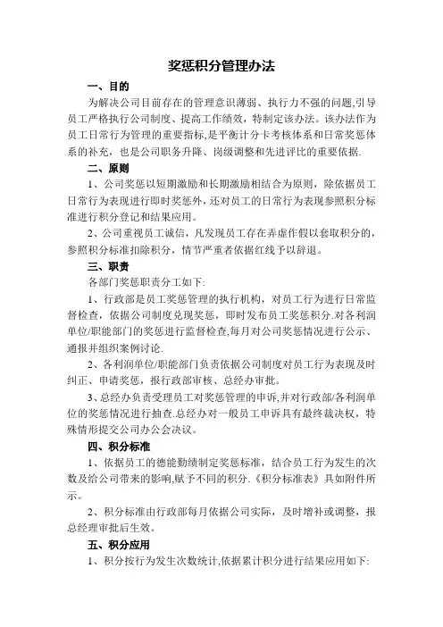 人力资源管理工具-奖惩积分管理办法