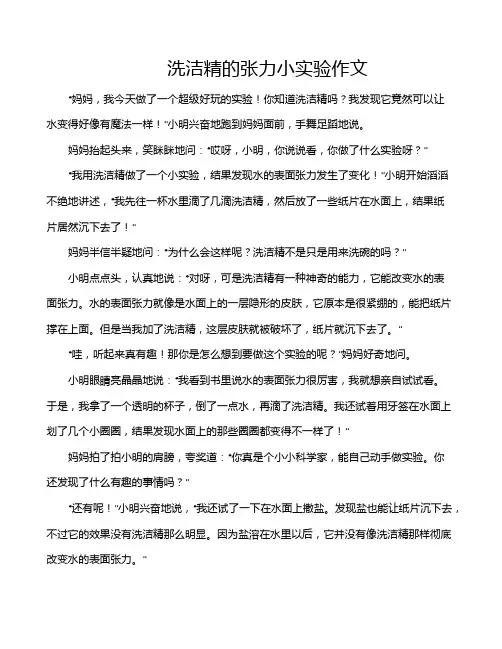 洗洁精的张力小实验作文