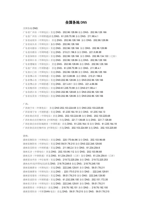 全国各地DNS大全