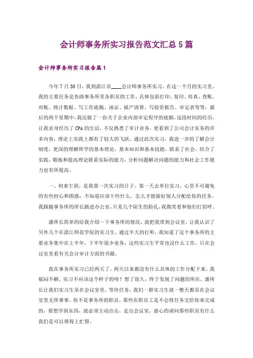 会计师事务所实习报告范文汇总5篇