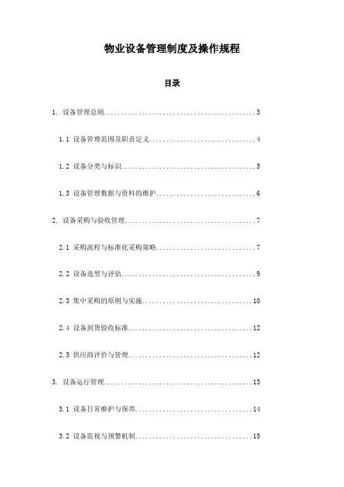 物业设备管理制度及操作规程