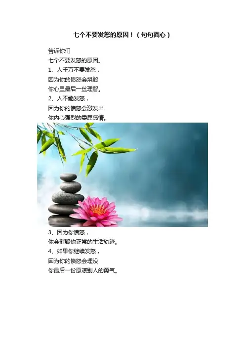 七个不要发怒的原因！（句句戳心）