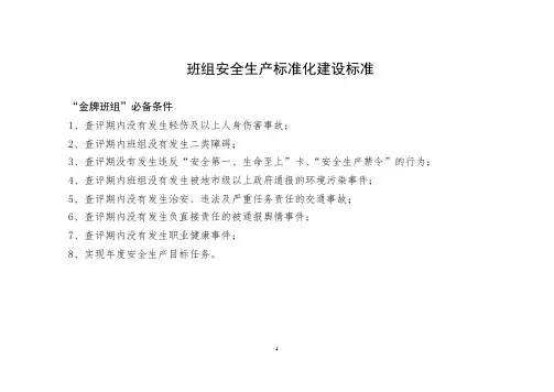 班组安全生产标准化建设标准