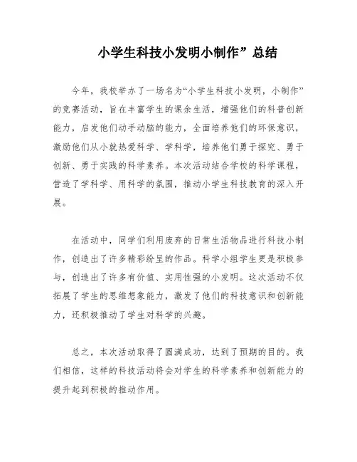 小学生科技小发明小制作”总结