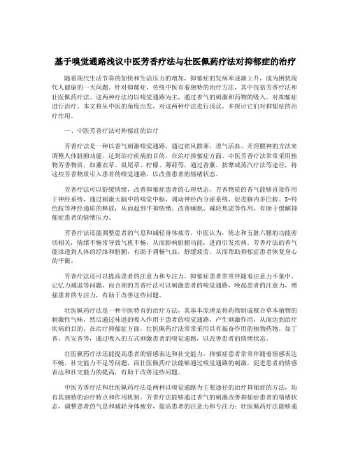基于嗅觉通路浅议中医芳香疗法与壮医佩药疗法对抑郁症的治疗