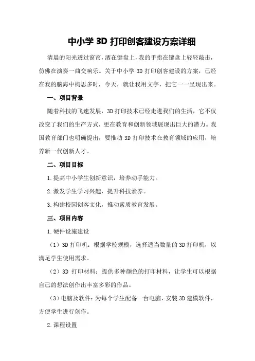 中小学D打印创客建设方案详细