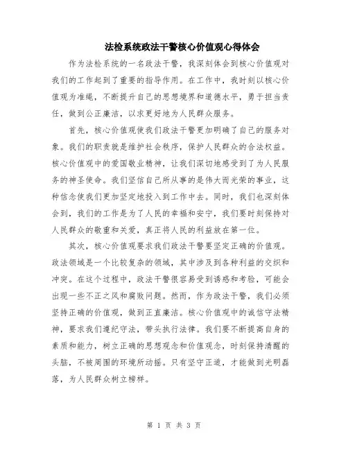 法检系统政法干警核心价值观心得体会