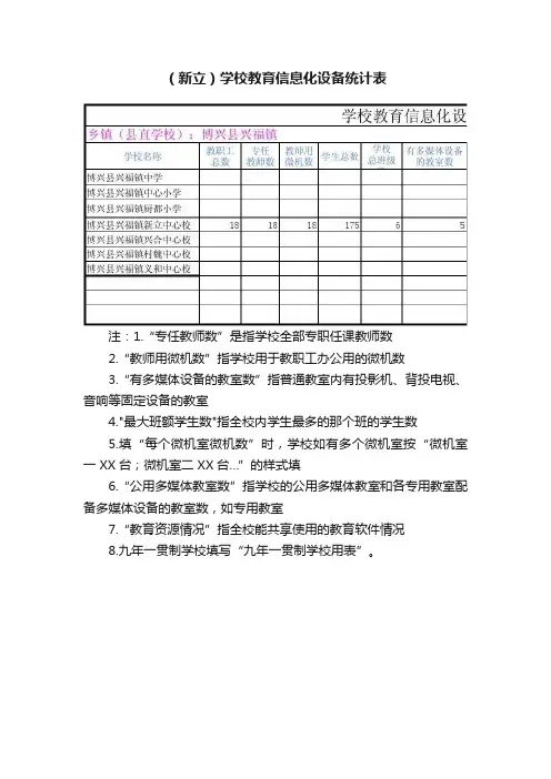 （新立）学校教育信息化设备统计表