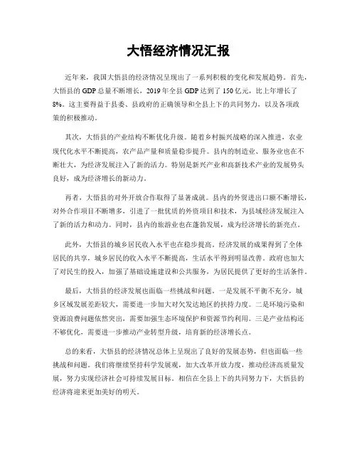 大悟经济情况汇报