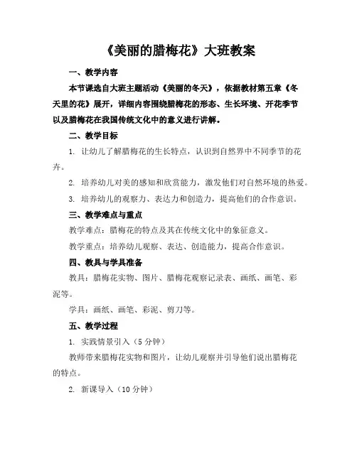 《美丽的腊梅花》大班教案