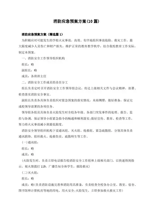 消防应急预案方案(10篇)