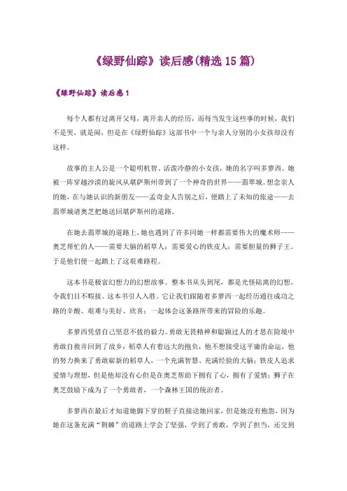 《绿野仙踪》读后感(精选15篇)