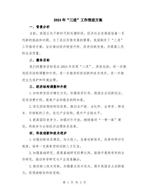 2024年“三进”工作推进方案