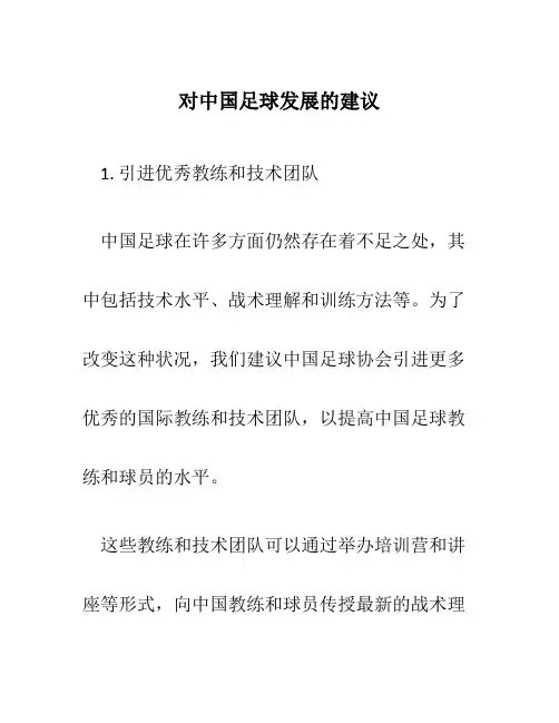 对中国足球发展的建议