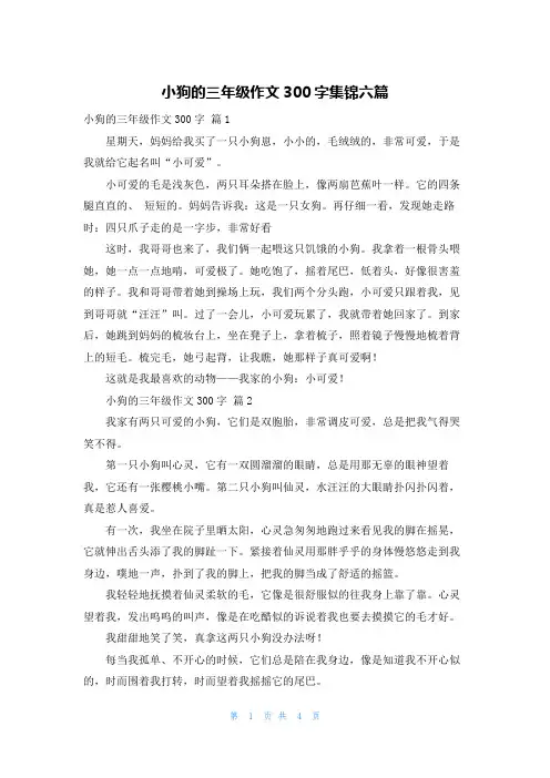 小狗的三年级作文300字集锦六篇