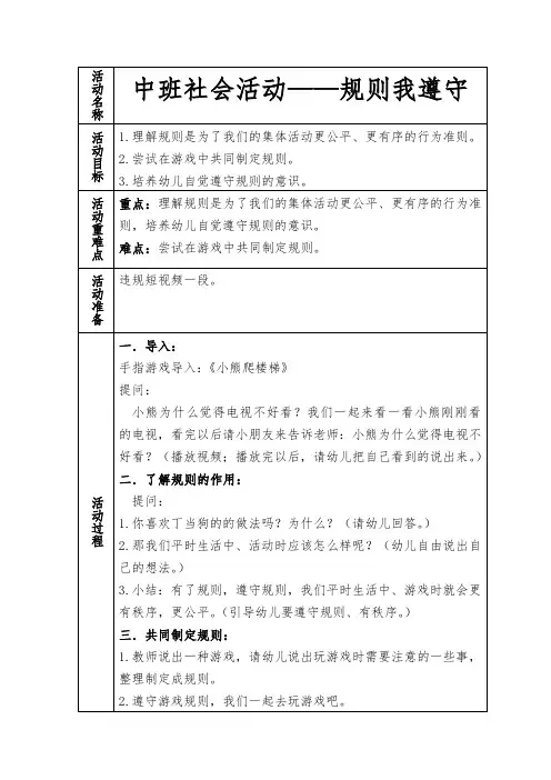 社会活动——遵守规则