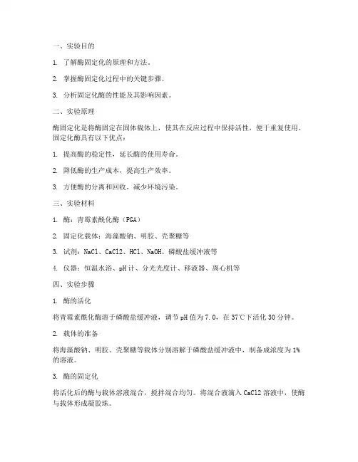 酶固定化实验报告