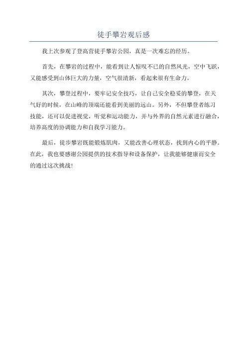 徒手攀岩观后感